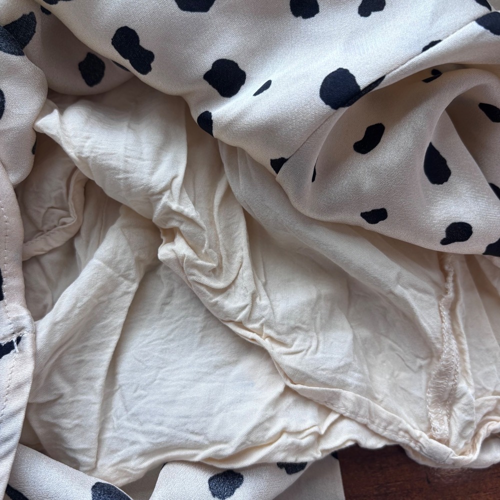 Pink Lily Dalmatian Print Satin Romper Champagne Black Kimono Sleeve Medium‎ - Picture 11 of 12